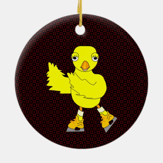 Ice Skating Chick Keramisch Ornament (Achterkant)