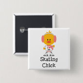 Ice Skating Chick Pin Vierkante Button 5,1 Cm (Voorkant /achterkant)