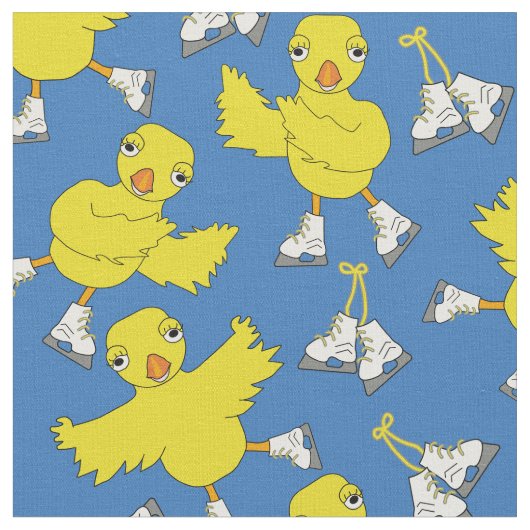 Ice Skating Chick Schaatsen Pattern Stof (Close Up)