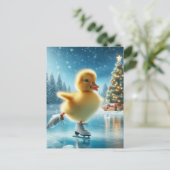Ice Skating Christmas Duckling Briefkaart (Staand voorkant)