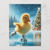 Ice Skating Christmas Duckling Briefkaart (Voorkant)