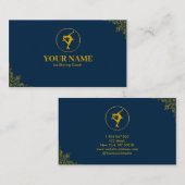 Ice Skating Coach Gold & Blue Navy Visitekaartje (Voorkant / Achterkant)