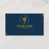 Ice Skating Coach Gold & Blue Navy Visitekaartje (Voorkant)