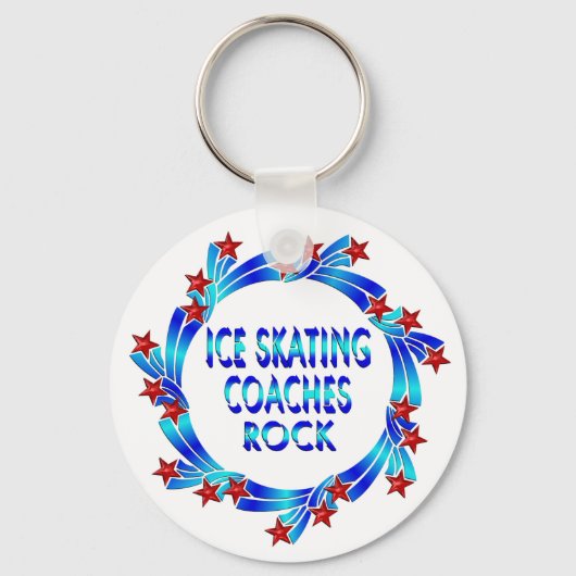 Ice Skating Coaches Rock Red Stars Sleutelhanger (Voorkant)