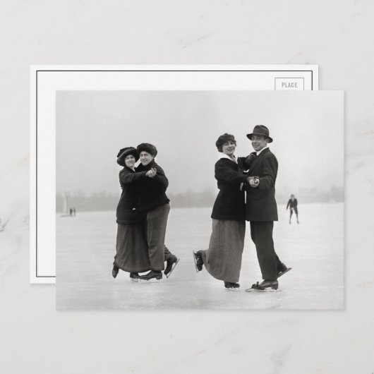 Ice Skating Couples, 1915 Briefkaart (Voorkant / Achterkant)