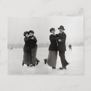 Ice Skating Couples, 1915 Briefkaart