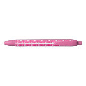 Ice Skating Cute Pink White Girly Monogramed Zwarte Inkt Pen (Achterkant)