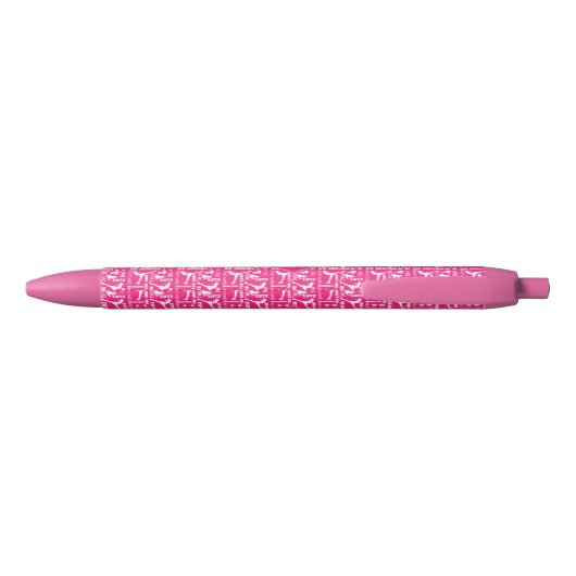Ice Skating Cute Pink White Girly Monogramed Zwarte Inkt Pen (Achterkant)