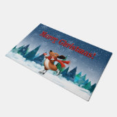 Ice Skating Dachshund Christmas Doormat Deurmat (Schuin)
