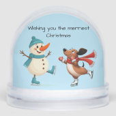 Ice Skating Dachshund  Sneeuwbol (Voorkant)