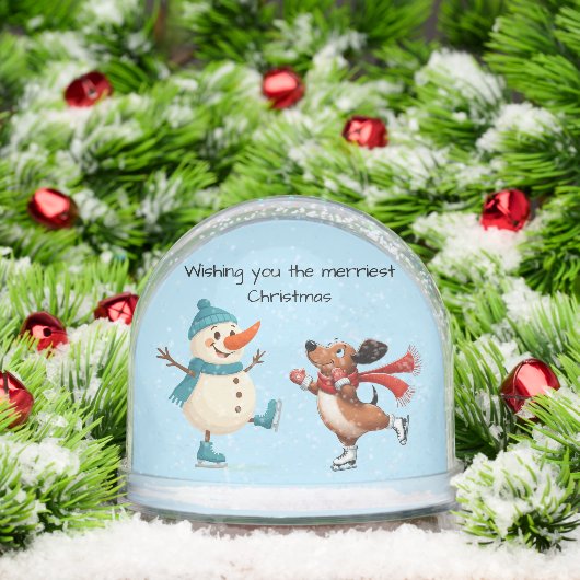 Ice Skating Dachshund  Sneeuwbol (Kerstmis)