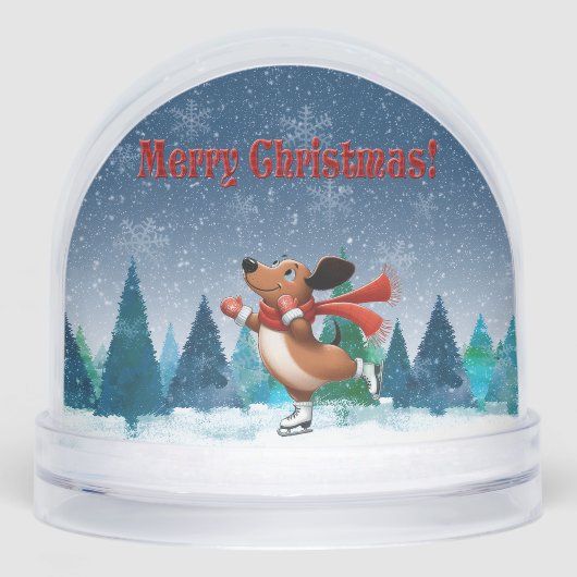 Ice Skating Dachshund  Sneeuwbol (Voorkant)