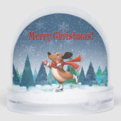 Ice Skating Dachshund  Sneeuwbol (Achterkant)