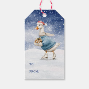 Ice Skating Duck Gift Labels Cadeaulabel