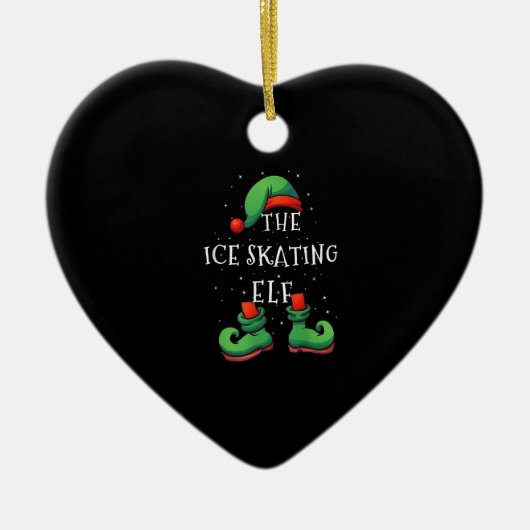 Ice Skating Elf Funny Matching Family KerstPa Keramisch Ornament (Voorkant)