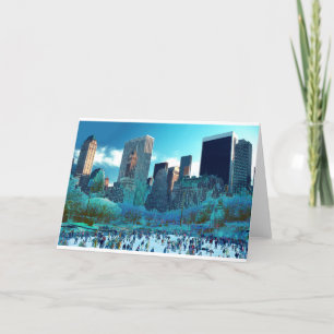 Ice Skating Fantasy Central Park Feestdagen Kaart