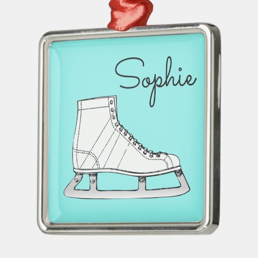 Ice Skating Figuur met persoonlijke naam Metalen Ornament (Links)