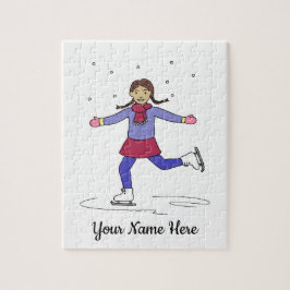 Ice Skating Figuur Skater Persoonlijke naam Legpuzzel