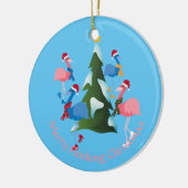 Ice Skating Flamingos-kerstfoto Foto Keramisch Ornament (Links)