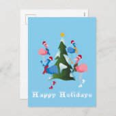 Ice Skating Flamingos-kerstKaart Feestdagenkaart (Voorkant / Achterkant)