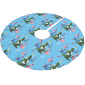 Ice Skating Flamingos met Santa Hats Kerstboom Rok (Gekanteld)