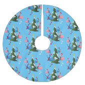 Ice Skating Flamingos met Santa Hats Kerstboom Rok (Voorkant)