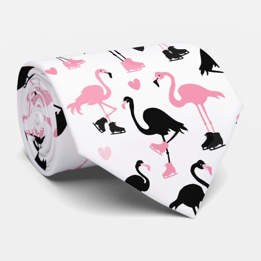 Ice Skating Flamingos Stropdas (Opgerold)