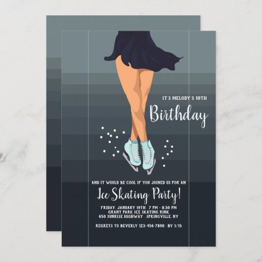 Ice Skating Gala Invitation Kaart (Voorkant / Achterkant)