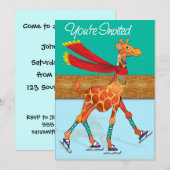 Ice Skating Giraffe met Scarf bij Rink Kaart (Voorkant / Achterkant)