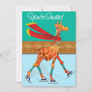 Ice Skating Giraffe met Scarf bij Rink Kaart