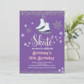 Ice Skating Girl Birthday Party Invitation (Staand voorkant)