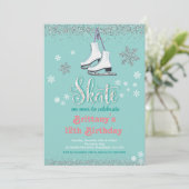 Ice Skating Girl Birthday Party Invitation (Staand voorkant)
