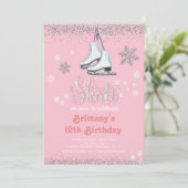Ice Skating Girl Birthday Party Invitation (Staand voorkant)