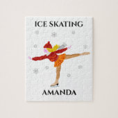 Ice skating girl puzzel met de naam van het kind. (Verticaal)