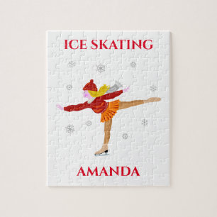 Ice skating girl puzzel met de naam van het kind. legpuzzel