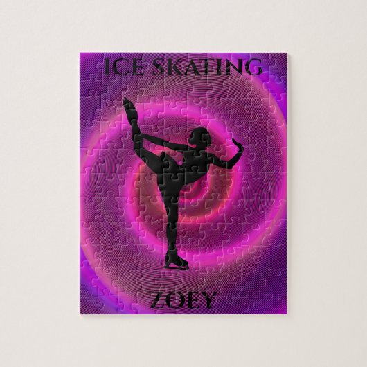 Ice skating girl puzzel met de naam van het kind. legpuzzel (Verticaal)