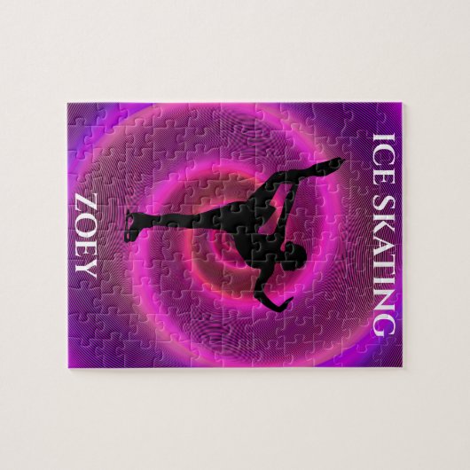 Ice skating girl puzzel met de naam van het kind. legpuzzel (Horizontaal)