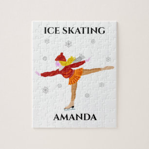 Ice skating girl puzzel met de naam van het kind. legpuzzel