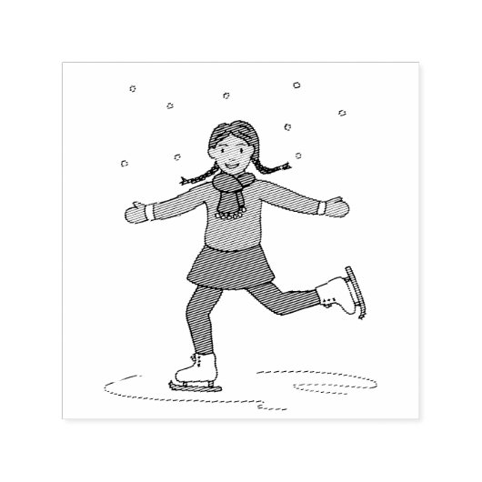 Ice Skating Girl Zelfinktende Stempel (Design)