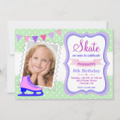 Ice Skating Girls Foto van Birthday Party Invitati Kaart (Voorkant)