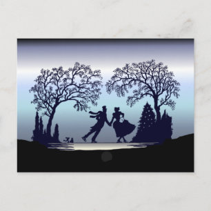 Ice Skating in the Park - Silhouette Briefkaart