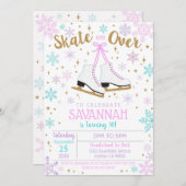 Ice Skating Invitation Ice Skating Party Girl Kaart (Voorkant / Achterkant)