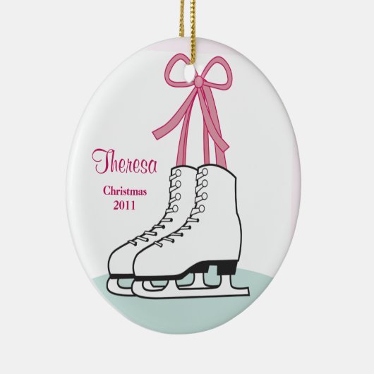 Ice Skating kerstversiering Keramisch Ornament (Rechts)