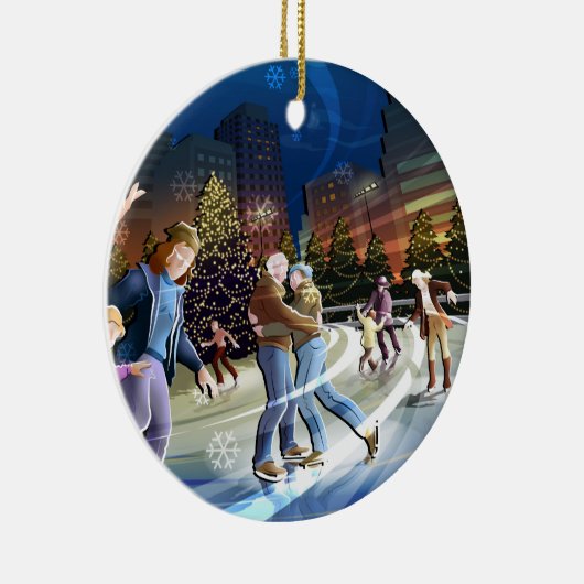 Ice Skating kerstversiering Keramisch Ornament (Rechts)
