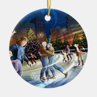 Ice Skating kerstversiering Keramisch Ornament
