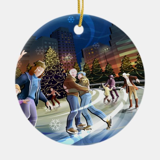 Ice Skating kerstversiering Keramisch Ornament (Voorkant)