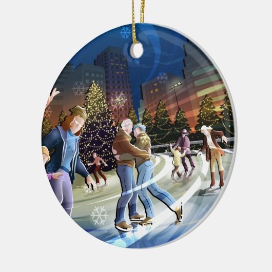 Ice Skating kerstversiering Keramisch Ornament (Links)