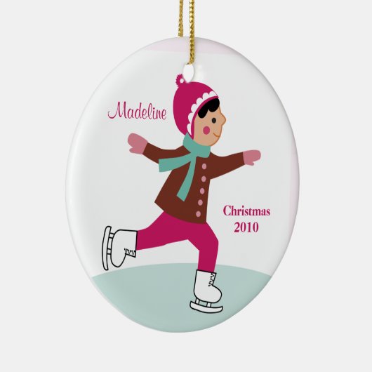 Ice Skating kerstversiering Keramisch Ornament (Rechts)