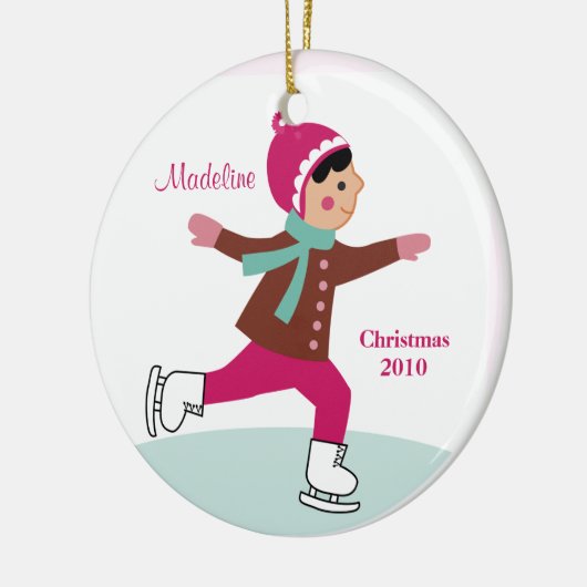 Ice Skating kerstversiering Keramisch Ornament (Links)