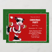 Ice Skating Koe - Uitnodiging voor kerstfeest (Voorkant / Achterkant)